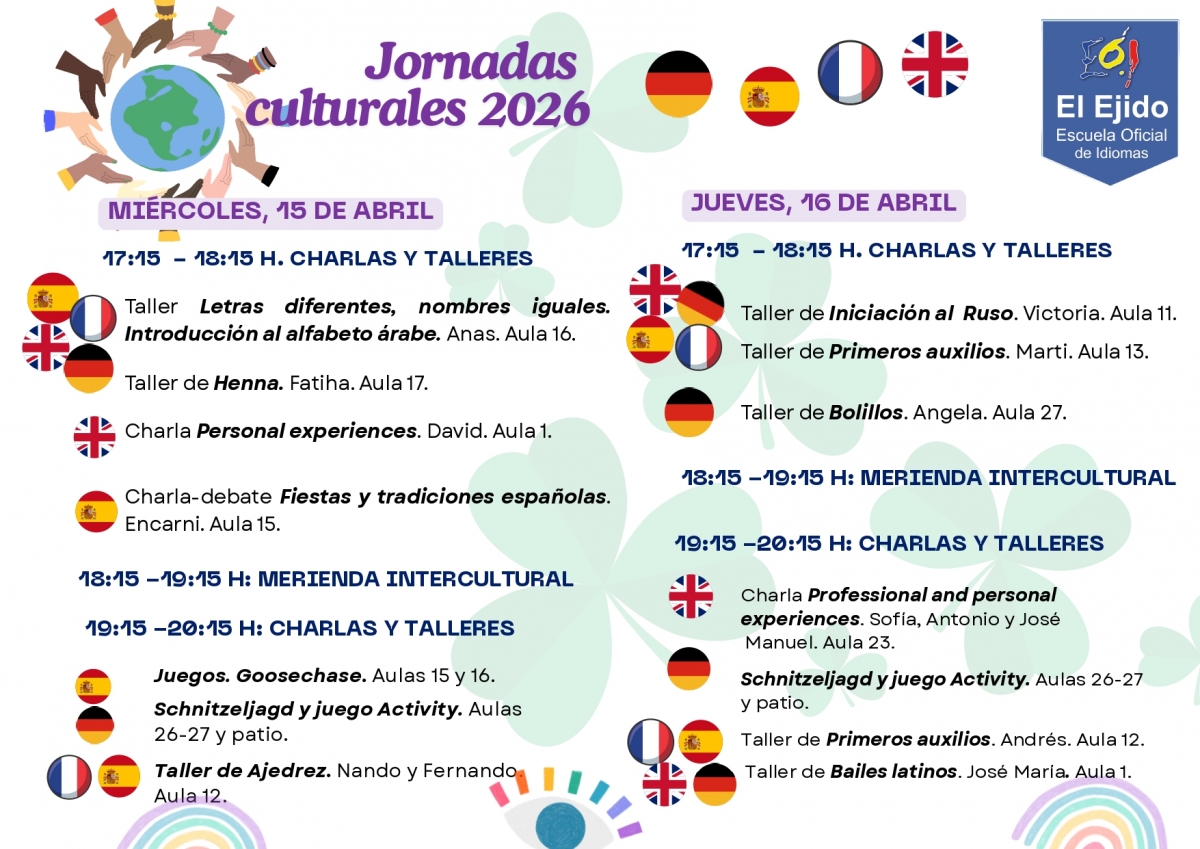 JORNADAS DE ACTIVIDADES CULTURALES - 15 Y 16 ABRIL 2026